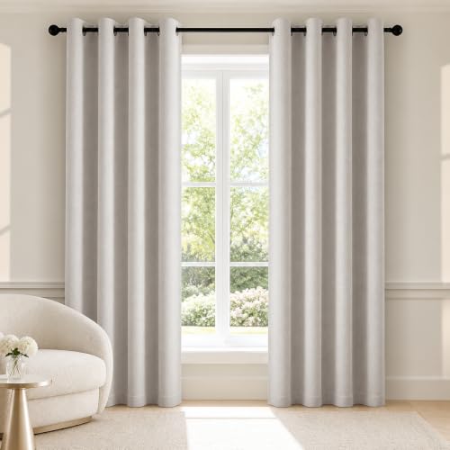 Deconovo 100% Blackout Curtains 63 Inch Long for Bedroom with Black Liner