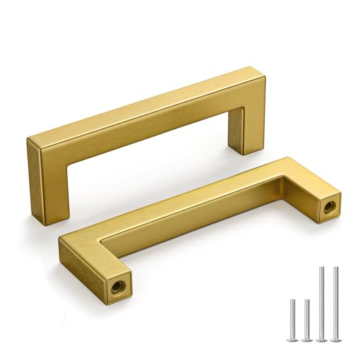homdiy 12 Pack 3-3/4 Inch Brushed Gold Cabinet Pulls Gold Cabinet Handles