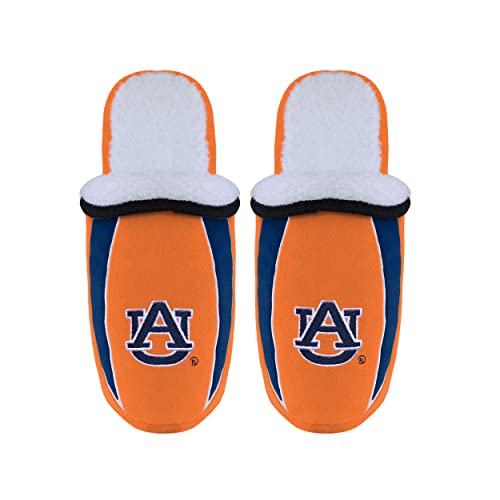 Image of FOCO mens NCAA College Team Logo Sherpa Moccasin Slippers