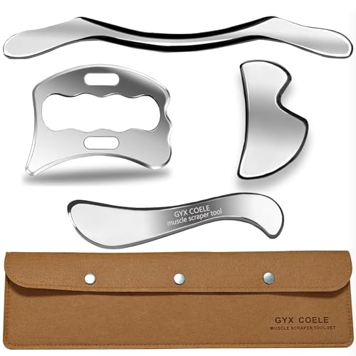 GYX COELE 4 in 1 Muscle Scraper Tool Set, IASTM Physical Therapy Massage Tools with Storage Case,