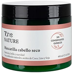 Tahe Nature Mascarilla para cabello seco con Polifenoles naturales, Aceites de Coco, Lino y Aceite de Soja, 400 ml