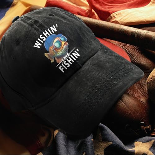Image of Fishing Adjustable Cotton Baseball Cap, Funny Trucker Hat Gift for Men Women Grandpa Dad Fishing Lover Fisherman