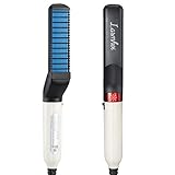 Larmhoi Electric Hair Straightening Comb for Men, Curly Hair, Black Plastic, Portable, 2 Settings, 120V