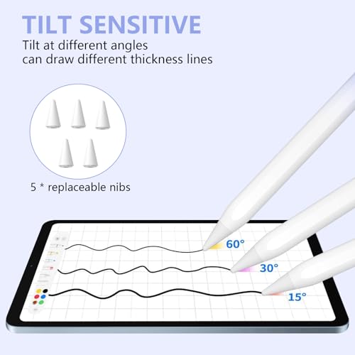 Image of Stylus Pen for iPad 2018-2023 with Palm Rejection, Active Pencil for iPad 10th /9th /8th /7th /6th Generation, for iPad Pro 11 /12.9 inch, for iPad Air 5th /4th /3th, for iPad mini 6th /5th Gen(Sky Grey)