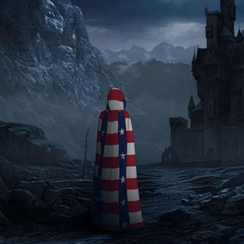 Cape à capuche imprimé drapeau du Texas motif sorcière corbeau