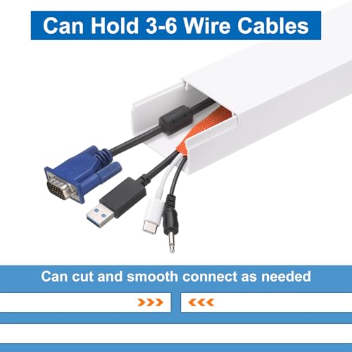 HARFINGTON 10 unidades cubierta para cables de pared 15 x 1,57 x 0,8 pulgadas (LxAnxAl), cubierta autoadhesiva para cables, canal de gestión de cables para TV, color blanco miniatura 5