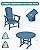 SERWALL 5-Piece Patio Dining Sets, HDPE Outdoor Table and Chairs Furniture Set, 45" Round Dining Table and 4 Adirondack Dining Chair, Navy