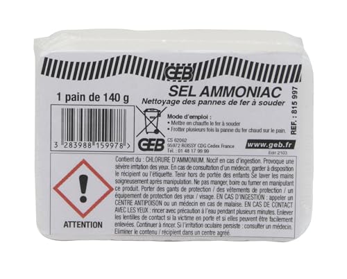 GEB Sal de amoniaco en pan para limpiar averías de soldador - Pan 140g