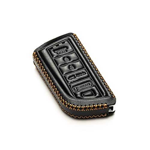 Image of Vitodeco Genuine Leather Smart Key Fob Case with Leather Key Strap Compatible for Acura MDX, RDX, ADX, TLX, INTEGRA - 5-Button, Black