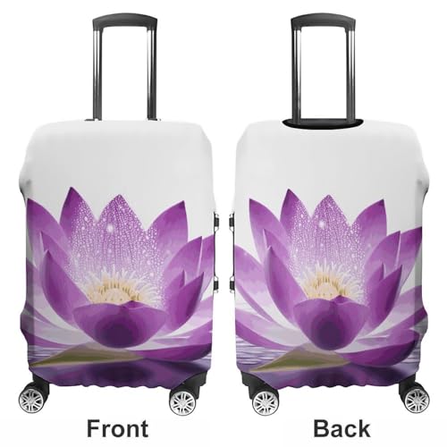 Flower Purple Printed Luggage Cover Protector, Fits 18-32 Inch Luggage3