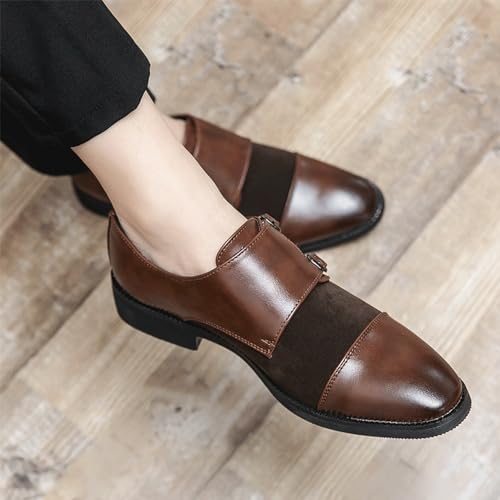 Oxford Dress Double Monk Shoes for Men's Casual Business Non Slip Dress Slip-on Synthetic Pu Leather Uniform Pointed Toe2