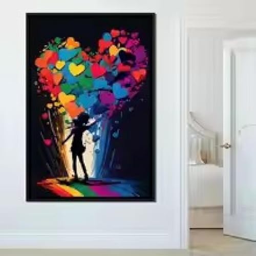 Peinture coeur coloré sans cadre 40x60cm TONGYINLI affiche artistique haute définition
