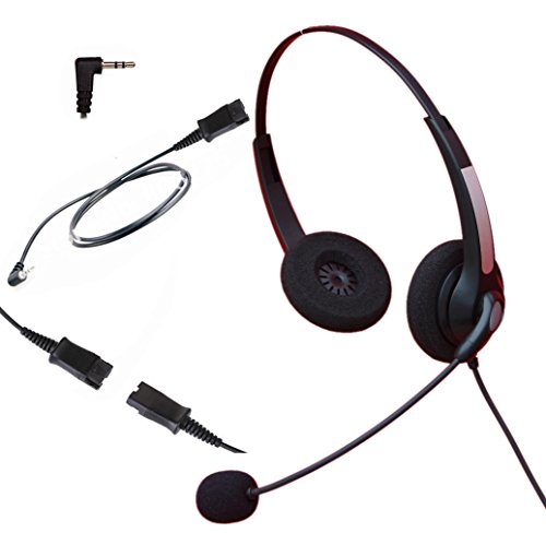 Audicom 3.5mm Binaural Call Center Telephone Headset for Business Office Deskphones Alcatel-Lucent IP