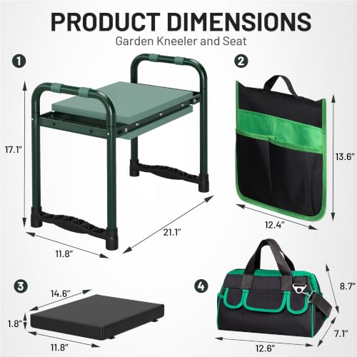 Foldable Garden Kneeler and Seat, with Wider Soft Kneeling Pad & Tool Pouch - Image 3
