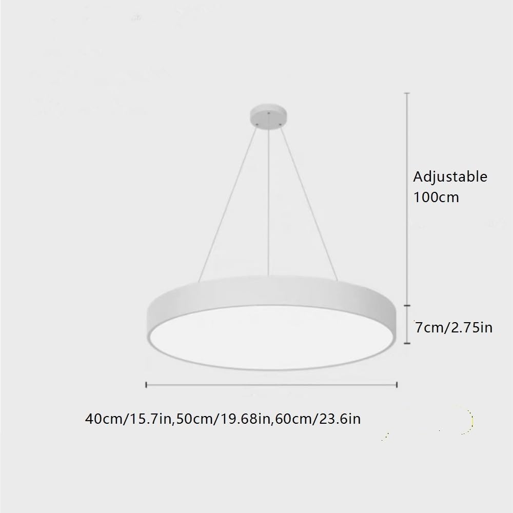 Nowoczesna lampa wisząca w kształcie dysku nordyckiego, ultracienka i okrągła, z kloszem z regulacją wysokości do 100 cm, styl industrialny, z metalu i akrylu, do biura lub kuchni, 40/5