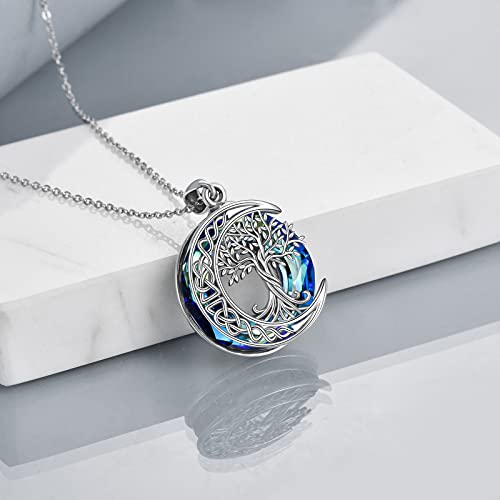 Tree of Life Necklaces S925 Sterling Silver Crystal Tree of Life Pendant Necklace Celtic Knot Moon Tree of Life Jewelry for Women Gifts4