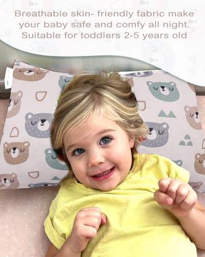 Image of ALVABABY Toddler Pillowcases 2 Pack Organic Cotton Fit 13 inchx 18 inch or 12 inchx16 inch Kids Pillow Cover Envelope for Girl Boy Travel(Pillowcase Only)