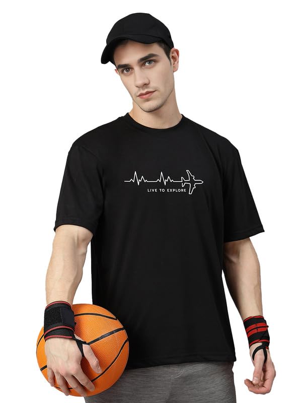 Image of CHKOKKO Mens Polyester Stylish Oversized T Shirt for Daily & Casual Wear Printed Design with Drop Shoulder & Half Sleeves
