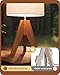 EDISHINE Tripod Table Lamp, Small Cute Bedside Lamp with Linen Beige Lampshade, Nightstand Lamp for Nursery, Bedroom, Kid Room, Living Room, Light Brown Wooden Base, E26 Socket, 14.2 Inch