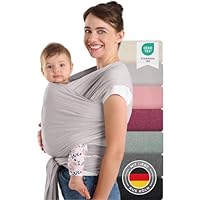 Laleni Tragetuch Baby neugeboren bis 15 kg aus weicher Baumwolle - Babytrage Neugeborene ab Geburt - OEKO-TEX zertifiziertes Tragetuch Kleinkind - Wickeltuch Baby 5,10 m Länge - Baby Wrap in Hellgrau
