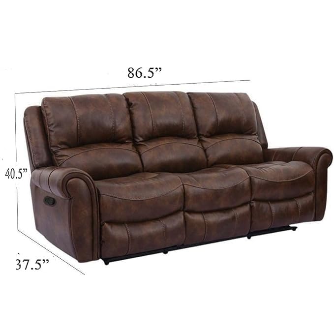 Image of Torque - Romio 3 Seater Leatherette Manual Recliner | Recliner Sofa /Chair for Living Room, Bedroom, Office | 1 Year Warranty - Brown