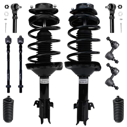 Image of Detroit Axle - Front Struts Kit for 2006 2007 2008 Subaru Forester 2 Struts w /Coil Spring 2 Sway Bars 4 Tie Rods 2 Boots Replacement Suspension