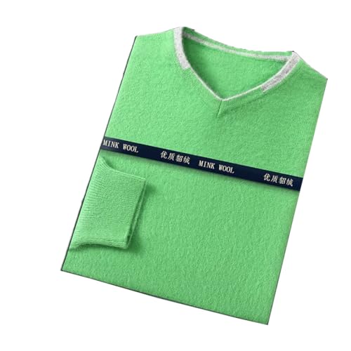 Men's Matching Color V-Neck Men's Pullover and Winter Solid Cashmere Sweater Loose Large Size Long Sleeve