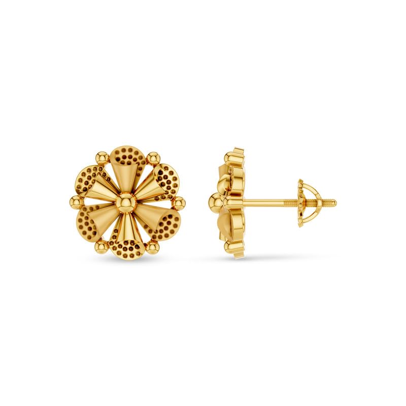 Kisna 14/18/9 KT Enchanting Floral Yellow Gold Earring For Women