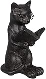 Black Reading Cat Figurines Decorative Cat Statues Collectible Vintage Resin Sculpture Knick Knacks...