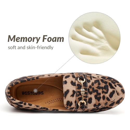 Image of BGSTGUDS Women's Wide Loafers Shoes Cute Dressy Shoes Ladies Comfort Slip Ons Work Shoes