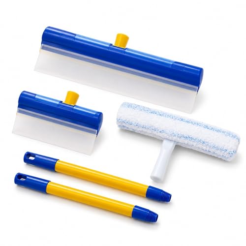 AquaBLADE Set Nr. 1 - 1 x Kleiner et généreuse Essuie-glace avec Lèvre de silicone, Canal externe Réservoir récupération l'eau, 1 Laveuse, 1 Poignée -...