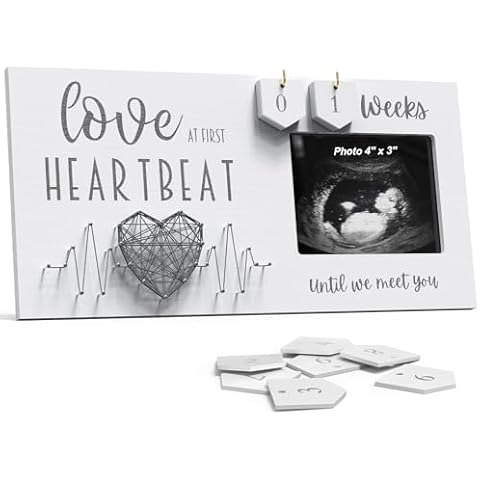 Baby Sonogram Picture Frame with Countdown Weeks - Standard 4"x3" Ultrasound Photo - Pregnancy Announcements Ideas - Gender Reveal Baby-Shower Gift - New Mom Expecting Parents to Be Keepsake Gifts Cover