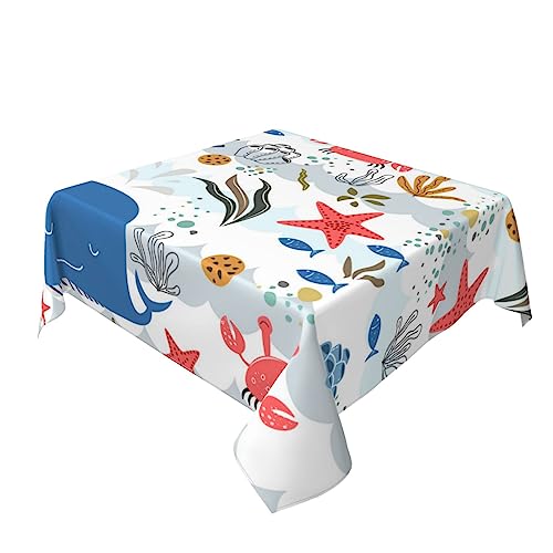 Nappe imperméable et infroissable à motif marin pour protection de table - 3
