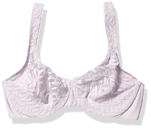 Olga Women's Plus Size Sheer Leaves Minimizer Bra, Iris, 42D