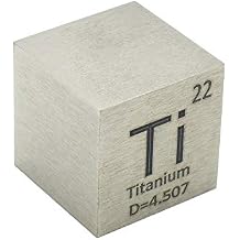 Titanium Cube Ti 995 Element Cube Pure 25.4mm Density Cube for Element Collection Periodic Table Hunter, and More 1", Titanium