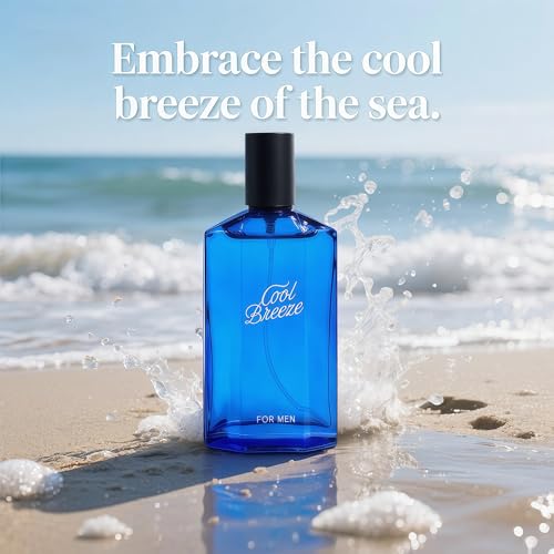 Image of Men's Cologne Cool Breeze Original Natural Spray Eau De Toilette,Long-Lasting Scent Perfume for Men Elegant Bottle - Great Holiday Gift, 3.4 Fl Oz /100 Ml