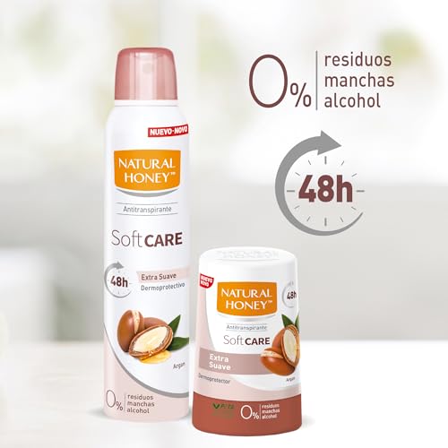 Natural Honey, Soft Care Antitranspirante con Argán, Desodorante Roll On Sin Alcohol, 48H de Protección Suave Contra los Malos Olores, Fórmula Anti Manchas, Fragancia con Extractos Naturales, 50 ml - imagen 5