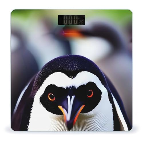 Báscula Digital Cuero con Cabeza de Pingüino, Vidrio Templado