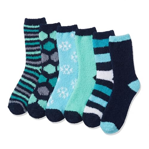 Image of Tipi Toe Womens Fuzzy Crew Socks with Anti Slip Grips Warm Cozy Fluffy Winter Slipper Socks Non Skid Home Socks for Women