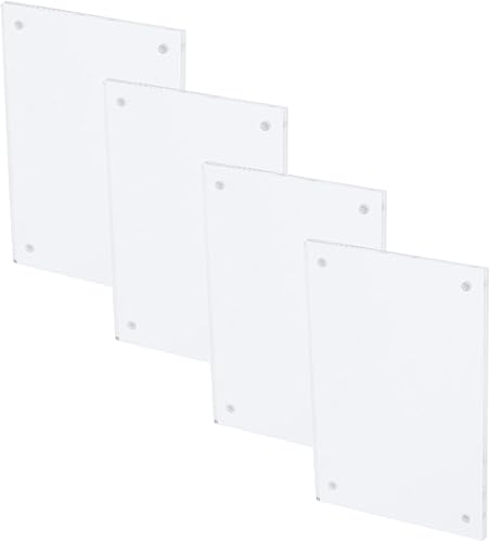 Wealrit Paquete de 4 marcos de fotos de acrílico transparente de 4 x 6 pulgadas, marco de fotos magnético acrílico de 0.118in + 0.118in de grosor,