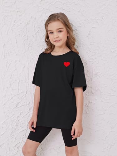 Image of ZDC Girls Short Sleeve T Shirts Kids Summer Oversized Tops Trendy Crewneck Basic Tees 5-14 Years