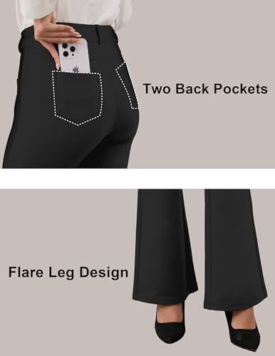 VIMPEP Fleece Lined Dress Pants for Women High Rise Flare Soft Feeling Pull On Work Yoga Pants for Cold Weather 11023