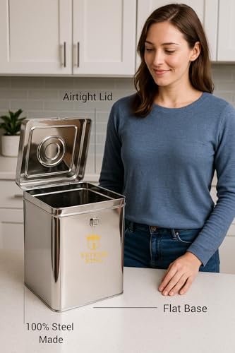 Image of Esteem King Steel Rice Storage Container | Grocery Container for Kitchen | Square Cantainer | Dibba | Mini Storage Box. (3Kg,5Kg,9Kg)