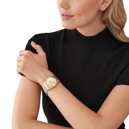 Image of Michael Kors Stainless Steel Lexington Analog Gold Dial Women's Watch