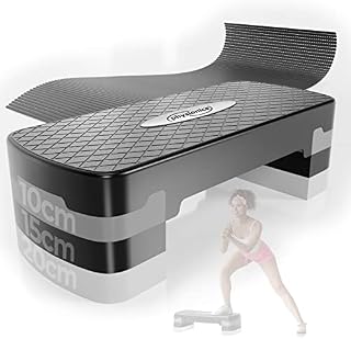 Physionics® Step Board - 3 Height Levels (10, 15, 20 cm), Adjustable, Maximum Load 200 kg, Non-Slip Surface, for Gymnastics, Workout - Home Aerobic, Fitness Stepper, Platform, Step Bench for Aerobics
