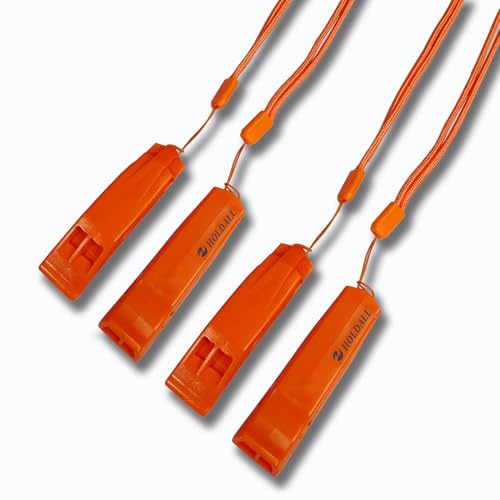 HOLDALL Emergency Safety Whistle with Lanyard, Loud Pea-Less Whistles for Boating Kayaking Life Vest Survival Rescue Signaling.