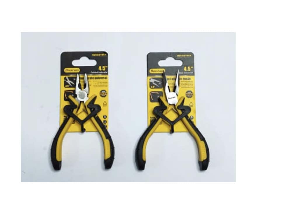 Meta Seven Set of 2 Mini Alicate Recto Plier And Nose Plier (Yellow & Black_4 Inch)