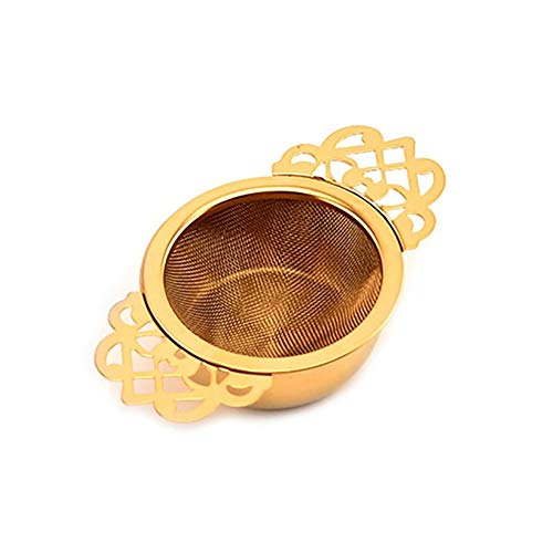 Teesieb Kugel Infuser Mini-Ball-Blume Trim Form Edelstahl Teefilter Ineinander Greifen Mit Base-Design Tee-Ball-Filter Teesieb (goldene) Cover