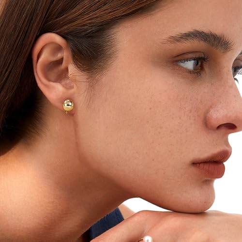 Clip on Earrings for Women Gold Ball Earrings 14K Gold Silver Plated Ball Earrings Non Pierced Earrings for Women Jewelry for Her4