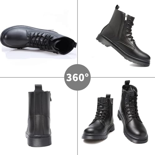 Hanani メンズバイクブーツ サイドジップ黒